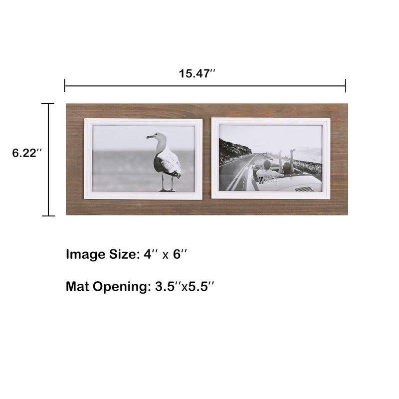 UMICAL 4x6 Picture Frame 2-Opening Solid Wood Collage Picture Frames Vintage Style Distressed Photo Frames with Real Glass for Table Top Stand or Wall Hanging - Image 4